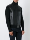 leather panel knitted jacket