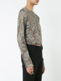 metallic flower motif blouse