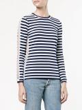 lace insert stripe print top