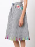 embroidered checked A-line skirt