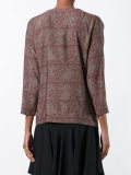 damask print pleated back blouse