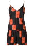 v-neck printed playsuit
