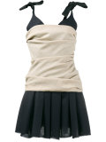 sleeveless pleated mini dress