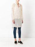 metallic striped elongated shirt