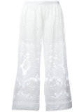open embroidery cropped trousers