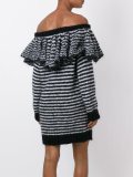 striped ruffle off shoulder dress