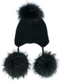 multi-fur pom pom beanie