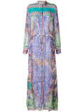 multi-print shirt maxi dress