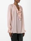 ruffled V-neck sheer blouse
