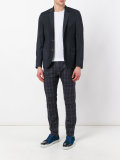 embellished button checked blazer