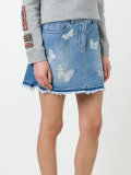 butterfly appliqué denim skirt