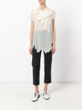 distressed draped neck T-shirt 