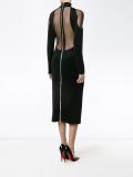 sheer panel midi dress