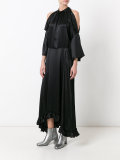 frill hem cold-shoulder dress