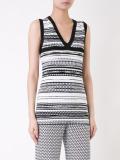 striped V-neck tank