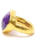 Hammered 22k gold and amethyst ring