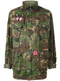 multi patched military coat 