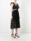 lace-up ruffled sheer dress
