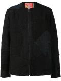 collarless zipped jacket