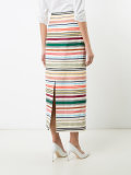 striped straight midi skirt