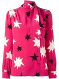 star print pussy bow blouse