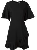 ruffle detail asymmetric dress