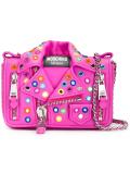 mirror embroidered biker shoulder bag