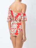one shoulder printed swimsuit
