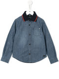 contrast collar denim shirt 