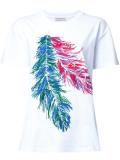feather print T-shirt