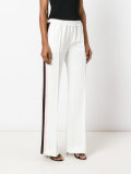 contrast panel flared trousers