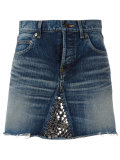 metallic embellished mini skirt