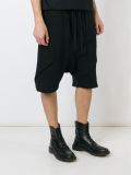 drop-crotch track shorts 