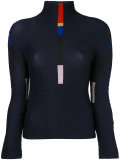 stripes detail turtleneck jumper
