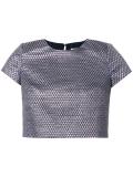 woven effect crop T-shirt