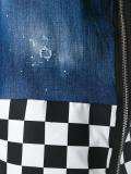 checkerboard hem denim top