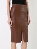 stretch leather pocket skirt