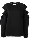 drawstring cold shoulder sweatshirt 