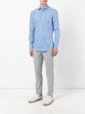 checked fish print shirt