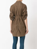 cropped sleeve belt coat