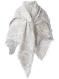 tweed fringed triangle scarf