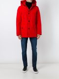 hooded button front jacket