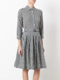 checked flared shirt dress