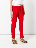 elasticated cropped tapered trousers