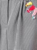 embroidered checked A-line skirt