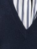 layered striped V-neck pullover