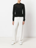 longsleeved fitted panel T-shirt