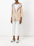 high shine trim hooded jacket 
