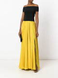 pleated slit maxi skirt 