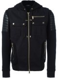 hooded biker-inspired bomber jacket